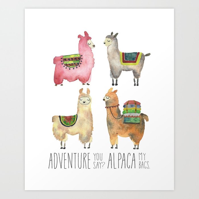 700x700 Llama Alpaca Adventure Print Funny Cute Animal Watercolor Tribal - Alpaca Watercolor