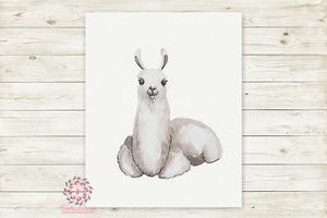 300x200 Llama Alpaca Watercolor Baby Nursery Wall Art Print Kids Room - Alpaca Watercolor