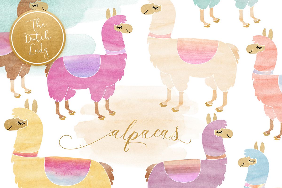 1200x800 Watercolor Lama Amp Alpaca Clipart - Alpaca Watercolor