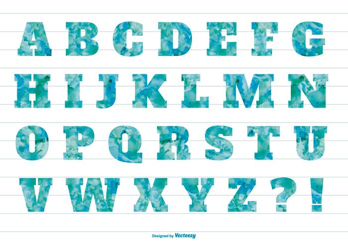700x490 Blue Watercolor Textured Alphabet - Alphabet Watercolor