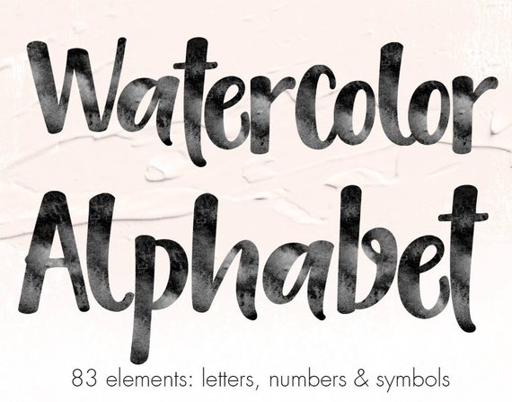 570x447 Buy 3 Pay For 2 Watercolor Alphabet Clipart Black Watercolor Etsy - Alphabet Watercolor