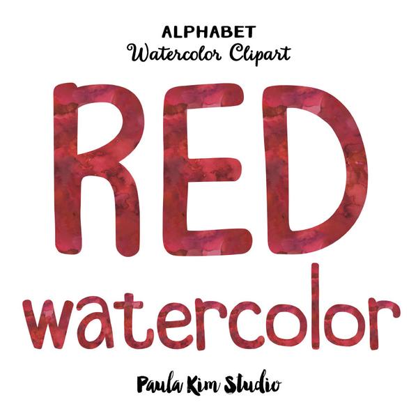 600x600 Red Watercolor Alphabet Paula Kim Studio - Alphabet Watercolor