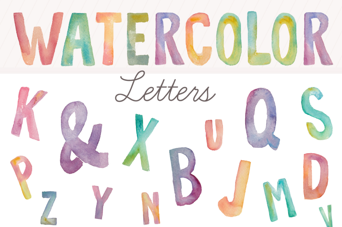 1100x732 Watercolor Alphabet Letters Clip Art Spell Anything In Style! - Alphabet Watercolor