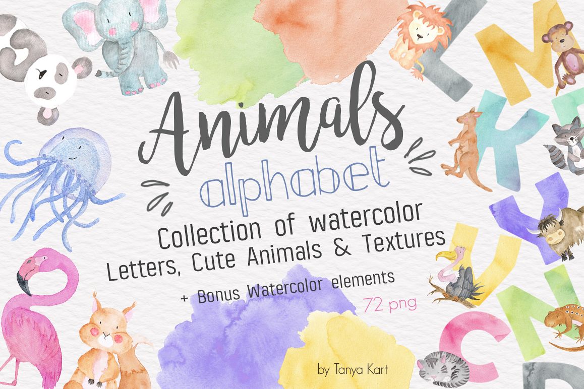1158x772 Animals Alphabet Watercolor Kit - Alphabet Watercolor