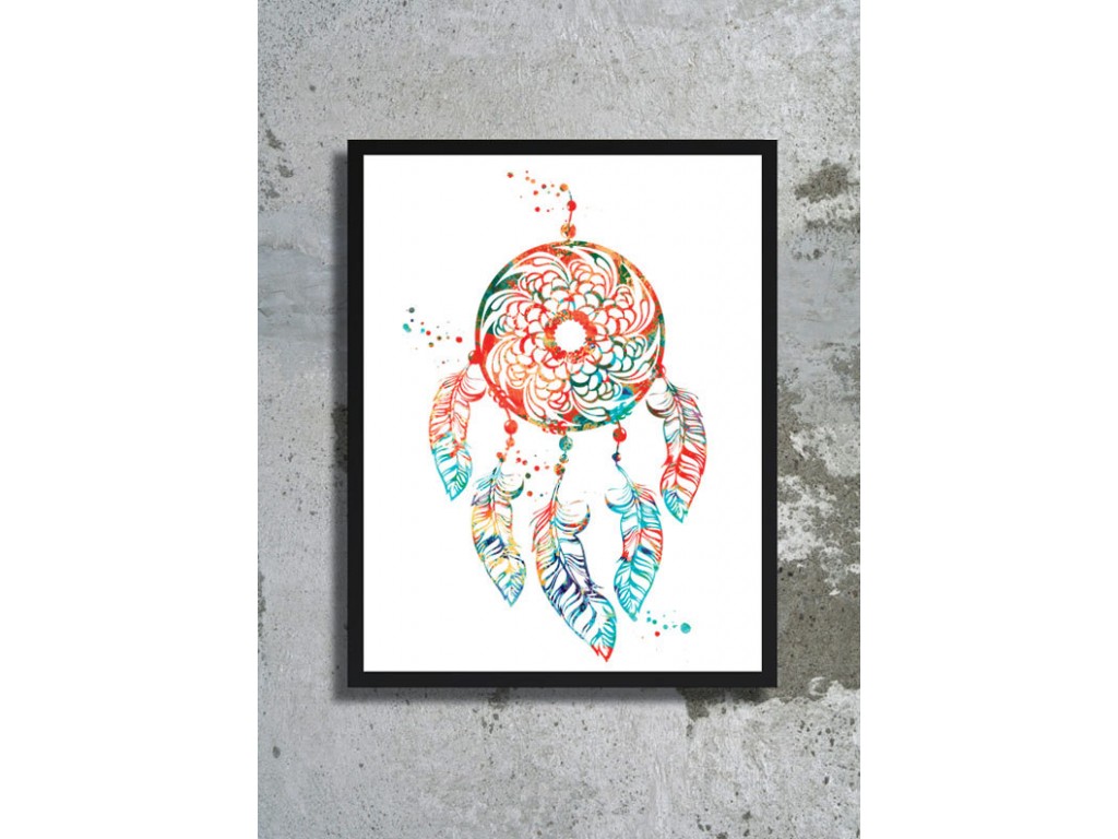 1024x768 Dream Catcher Watercolor Art Print Native American Indian - American Indian Watercolor