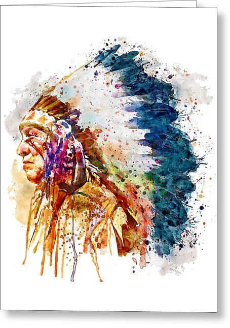 454x646 Native American Chief Native Americans - American Indian Watercolor