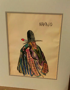 234x300 3 Watercolor Painting Native American Indian Navajo Tribe Ebay - American Indian Watercolor Paintings