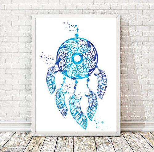 500x491 Dreamcatcher Watercolor Art Print Native American Indian - American Indian Watercolor Paintings