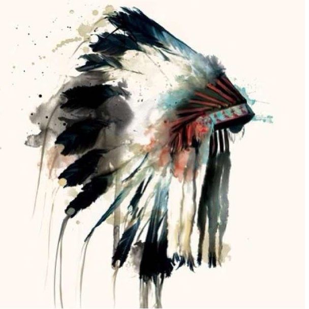 608x608 Indian Headdress Art - American Indian Watercolor Paintings