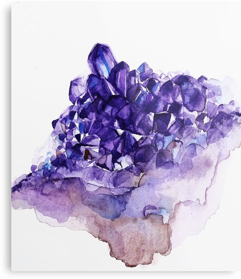 475x550 Amethyst Watercolor Metal Prints By Jenmerli Redbubble - Amethyst Watercolor