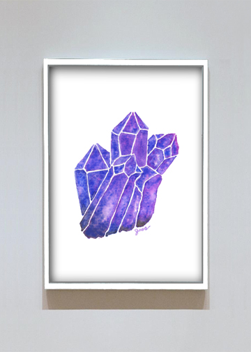 360x504 Giclee Prints Amethyst Crystal Watercolor Jess Kay Crystals - Amethyst Watercolor