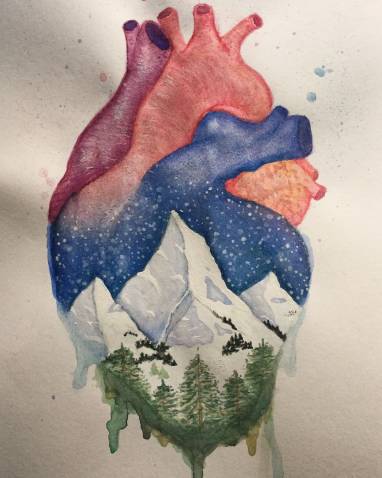 382x478 Heart Drawing Very Easy Best Of Anatomical Heart And Winter - Anatomical Heart Watercolor