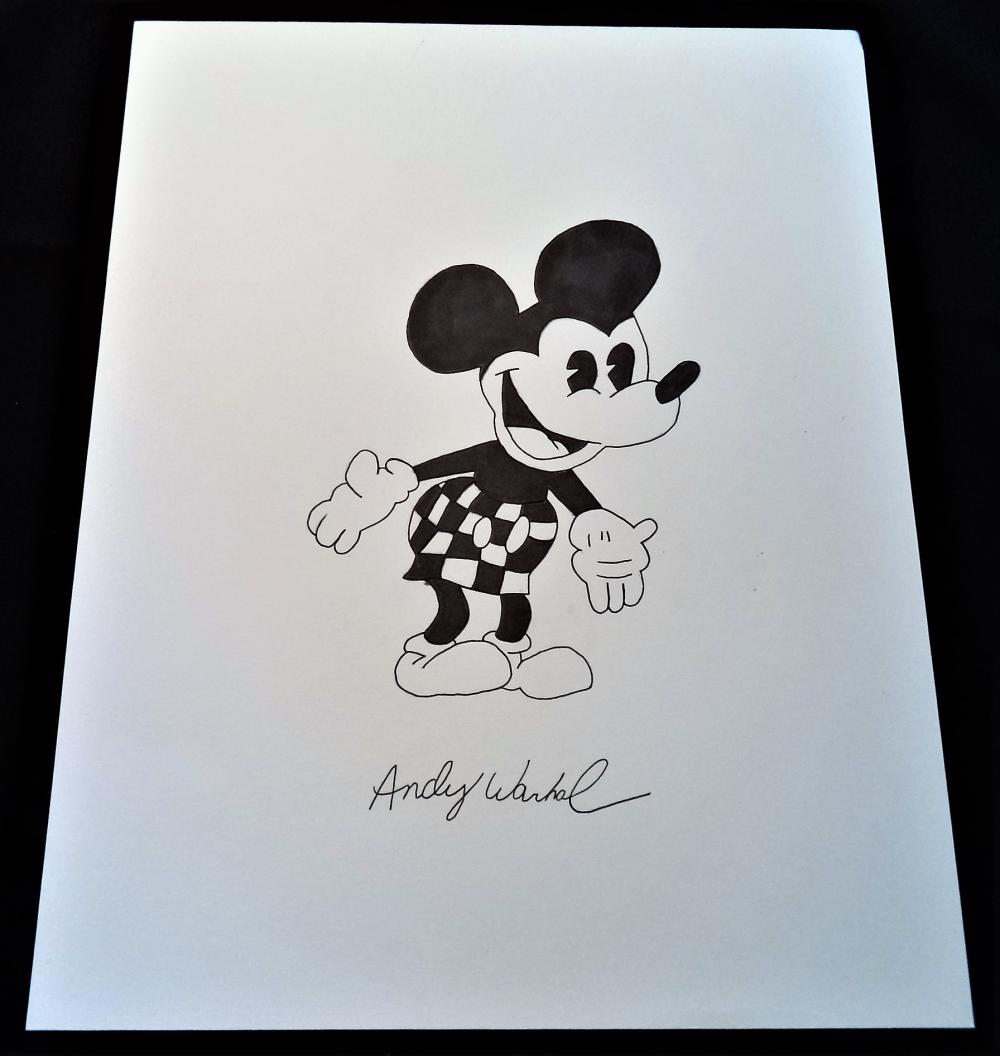 1000x1056 Signed Andy Warhol Watercolor Painting Disney Mickey Mouse - Andy Warhol Watercolor