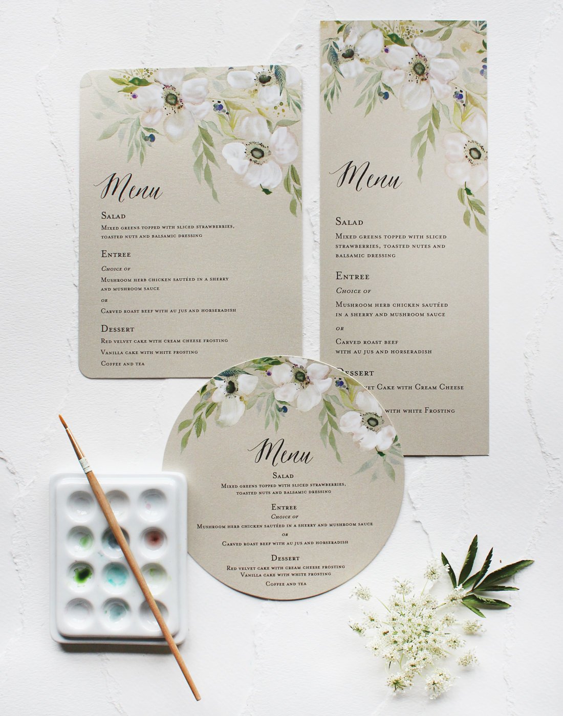 1100x1400 White Anemone Watercolor Flower Wedding Menu, Watercolor Wedding - Anemone Watercolor