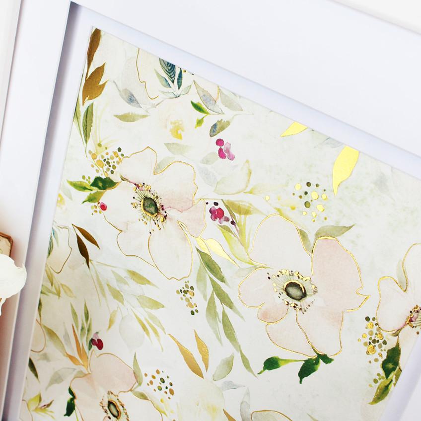 848x848 White Anemone Watercolor And Foil Art Print - Anemone Watercolor