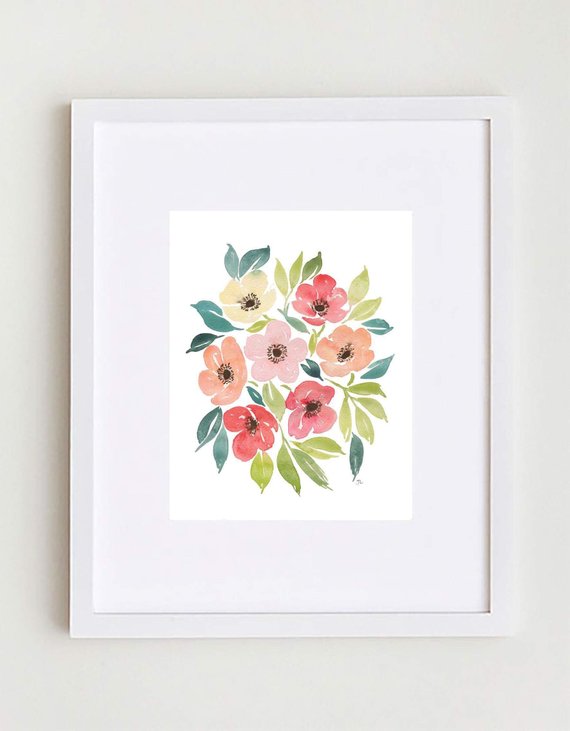 570x731 Anemone Watercolor Floral Print Etsy - Anemone Watercolor