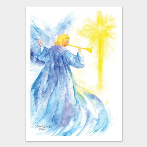 500x500 Angel And Star Watercolor Christmas Card Set Watercolor - Angel Watercolor Paintings