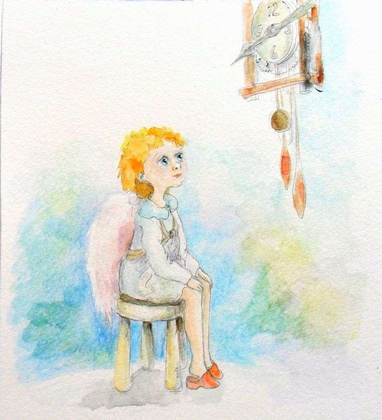 768x845 Christmas Art Paintings Beautiful Angel Painting Original - Angel Watercolor Paintings