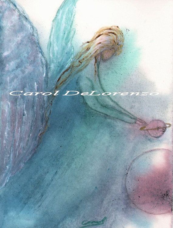 570x749 Watercolor Painting Angel Art Angel Painting By Caroldelorenzo - Angel Watercolor Paintings