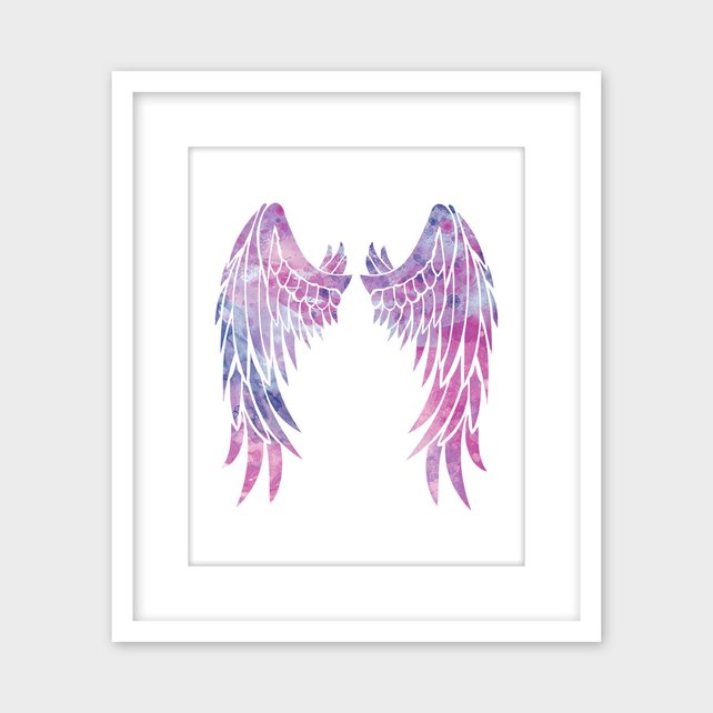 642x642 Angel Wings Watercolor Wall Art Print Printable Etsy - Angel Wings Watercolor