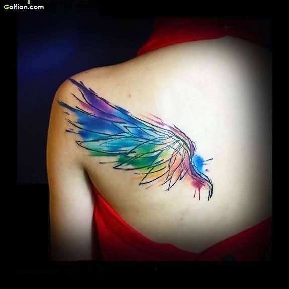 575x575 Brilliant Angel Wings Tattoo Made With Watercolor - Angel Wings Watercolor