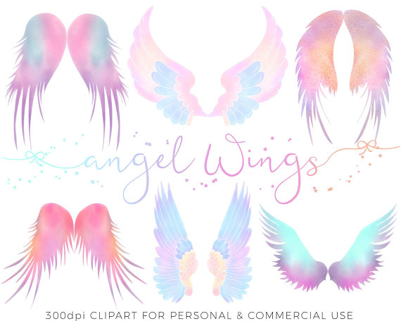 570x456 Clipart Angel Watercolor - Angel Wings Watercolor