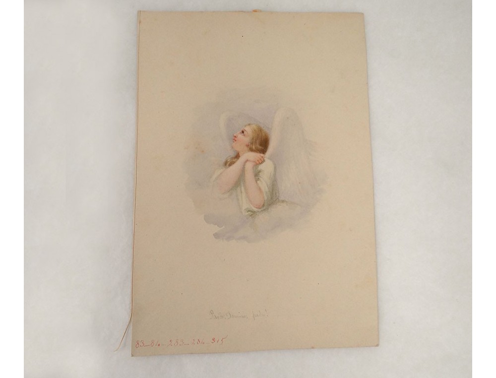 1000x762 Watercolor Portrait Religious Woman Praying Angel Wings Nineteenth - Angel Wings Watercolor