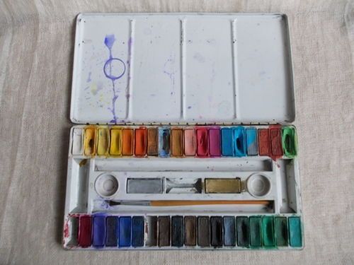 500x375 Vintage German Frg Angora Watercolor Paint Tin Box Ebay - Angora Watercolor