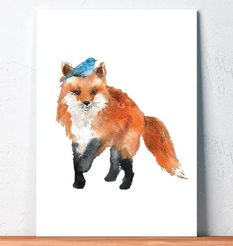 456x480 Fox V - Animal Watercolor Art