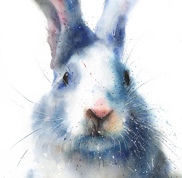 613x600 Rabbit Watercolor Print Watercolor Animal Paintings - Animal Watercolor Art