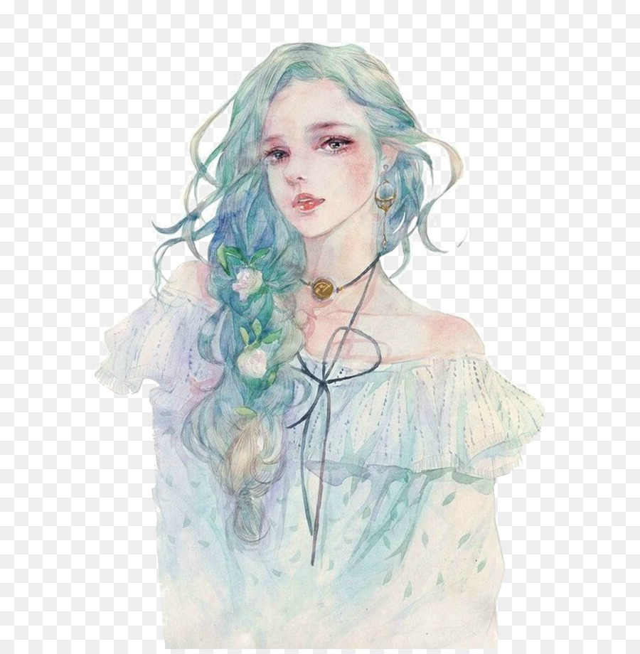 900x920 Download Drawing Watercolor Painting Anime Illustration Lake Blue - Anime Watercolor