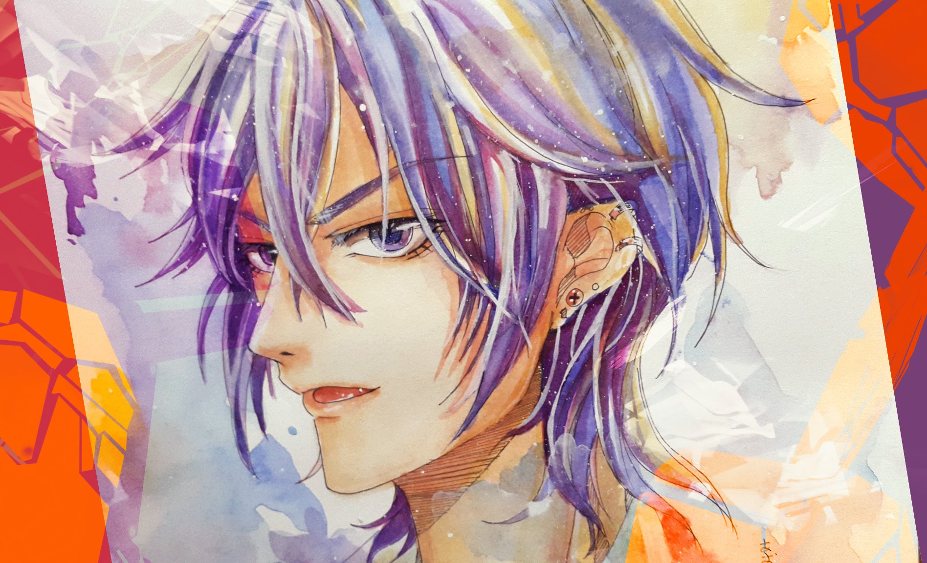 1896x1152 Anime Boy Watercolour Speedpaint Aoikureha - Anime Watercolor