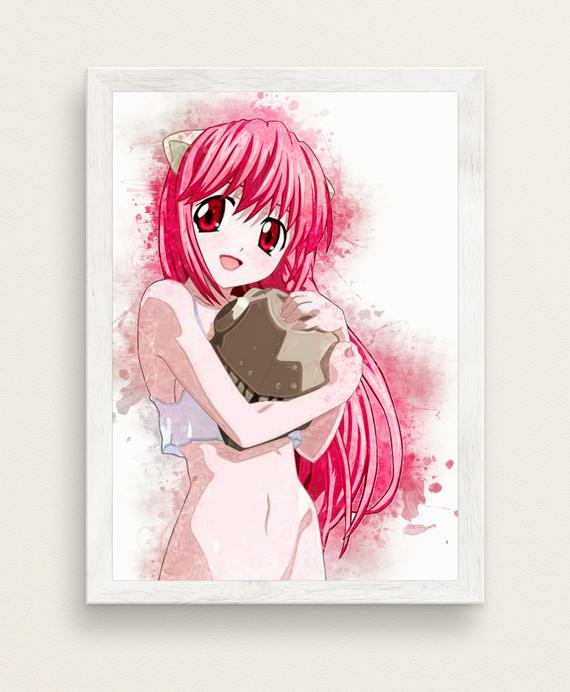570x692 Anime Poster Elfen Lied Poster Anime Watercolor Art Print Etsy - Anime Watercolor