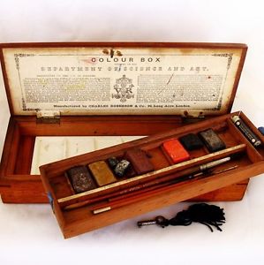 299x300 Roberson Antique Watercolour Artists Paint Box C1870 Owned By - Antique Watercolor Paint Box