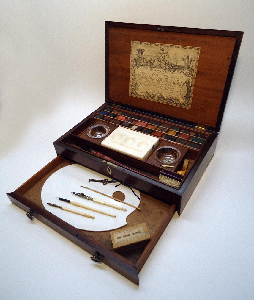 855x1008 Reeves Amp Woodyer Antique Water Color Paint Box 1799 1816 - Antique Watercolor Paint Box