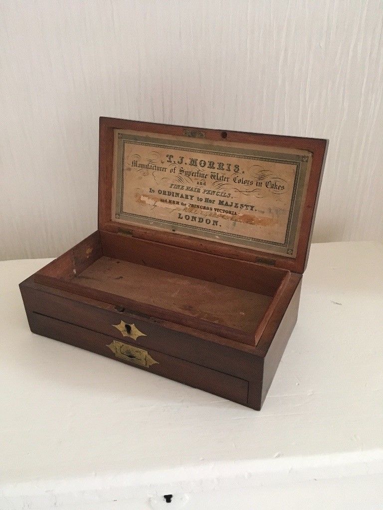 768x1024 Victorian Watercolour Paint Box In Budleigh Salterton, Devon - Antique Watercolor Paint Box
