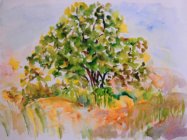 770x578 Apple Tree Or Bodhi Tree Painting By Liana Riazanova - Apple Tree Watercolor