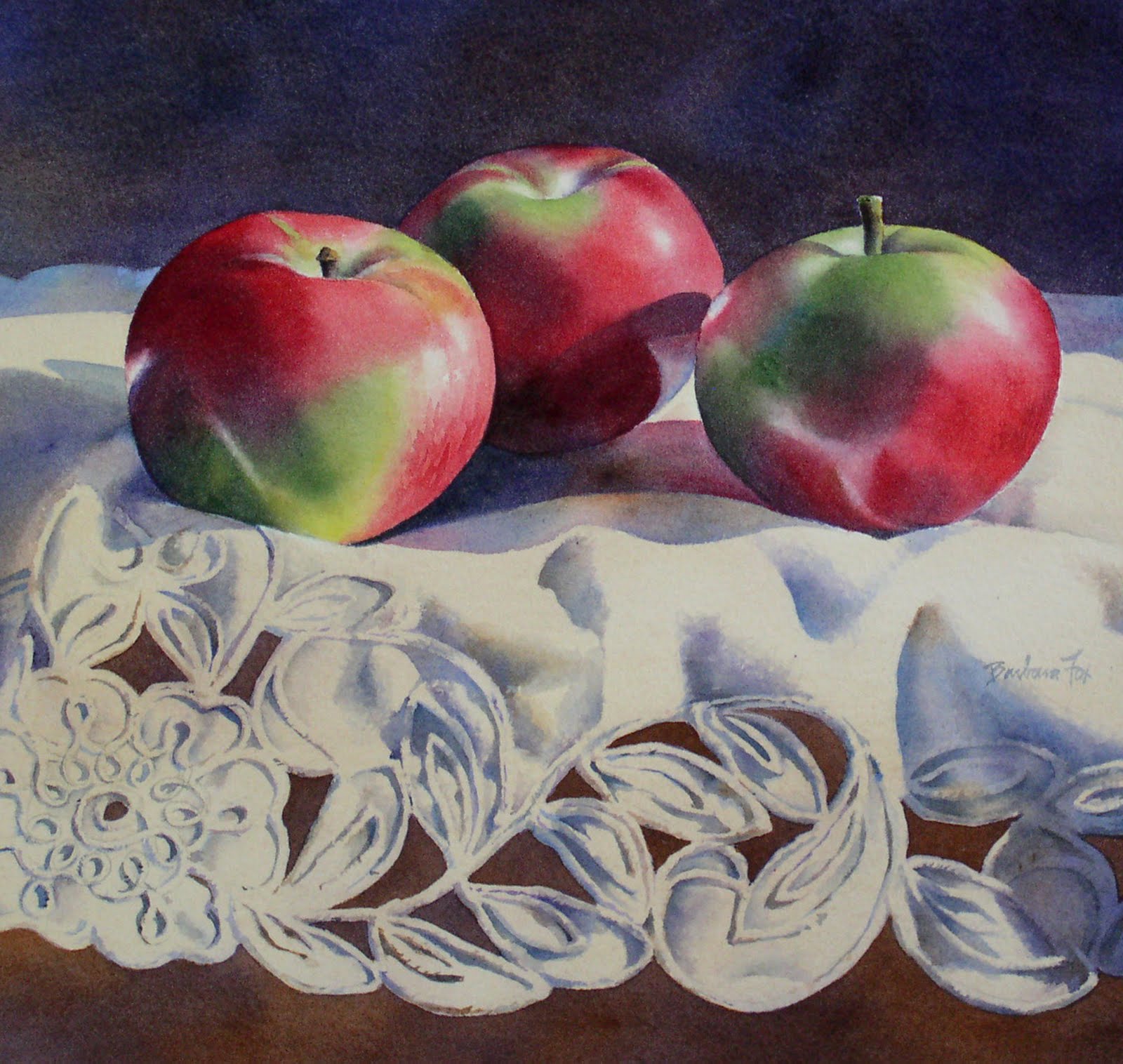 1600x1516 Barbara Fox Studio 3 Macintosh Apples Watercolor Painting - Apple Watercolor Painting