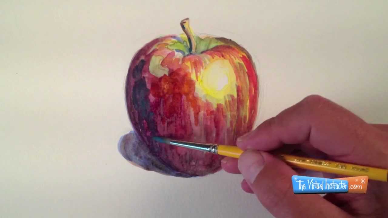 1280x720 Expressive Watercolor Painting - Apple Watercolor Painting