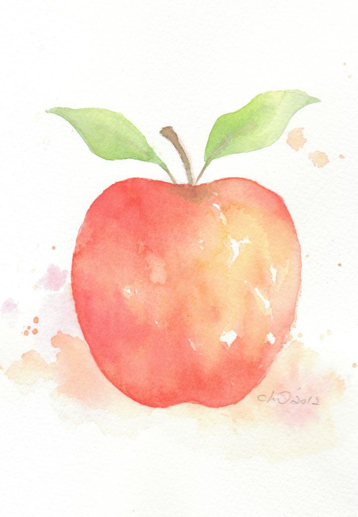 720x1039 Red Apple - Apple Watercolor Painting
