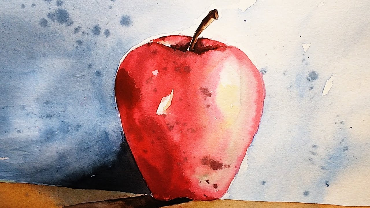 1280x720 Watercolor Painting Tutorial - Apple Watercolor Painting