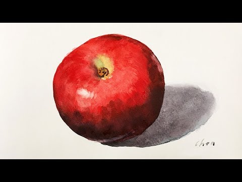 480x360 Watercolor Painting Of A Red Apple For Beginners - Apple Watercolor Painting