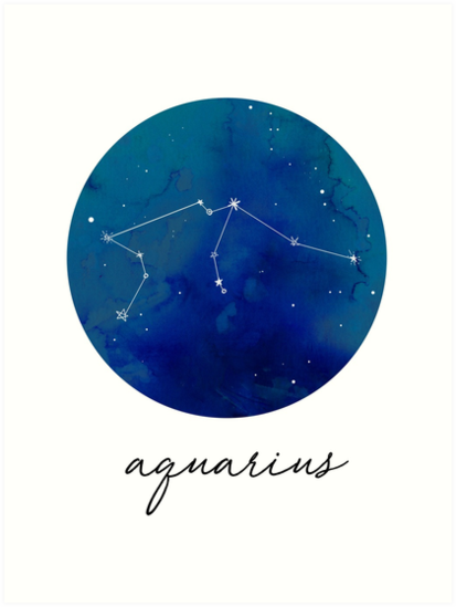 413x549 Aquarius Watercolor Zodiac Constellation Art Prints By - Aquarius Watercolor