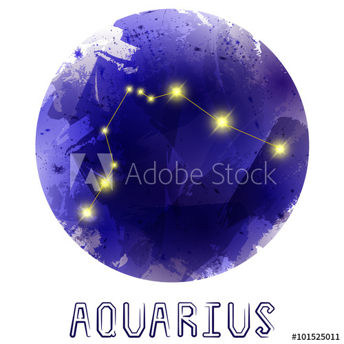 500x500 The Constellation Of Aquarius. Starry Sky. Dark Watercolor - Aquarius Watercolor