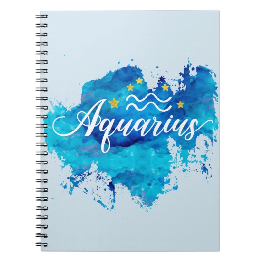 540x540 Zodiac Aquarius Blue Watercolor Gold Stars Notebook - Aquarius Watercolor