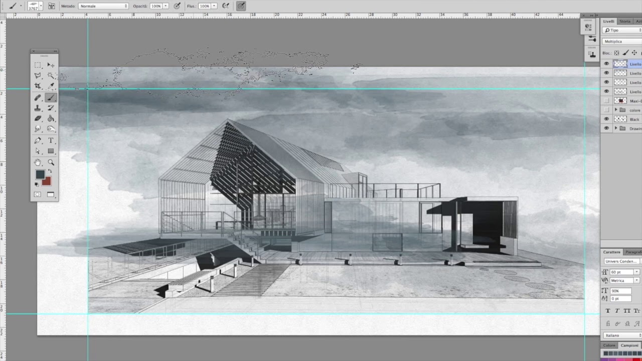 1280x720 Architecture Sketch Watercolor Effects Photoshop - Architecture In Watercolor