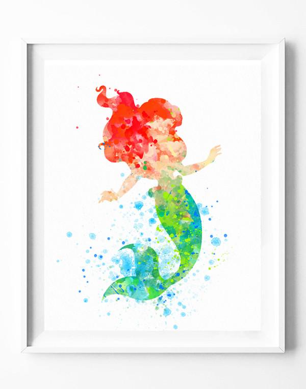 600x761 Disney Princess Ariel Poster The Little Mermaid Art Print - Ariel Watercolor