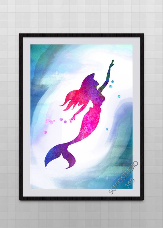 570x798 Little Mermaid Ariel Watercolor Painting Archival Fine Art - Ariel Watercolor