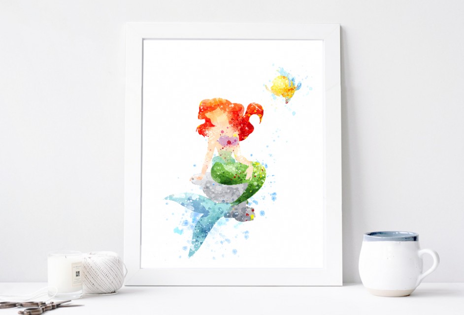 942x640 Princess Ariel Poster - Ariel Watercolor