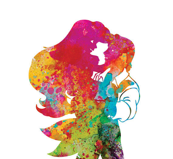 570x523 The Little Mermaid Ariel Watercolor Archival Art Print - Ariel Watercolor